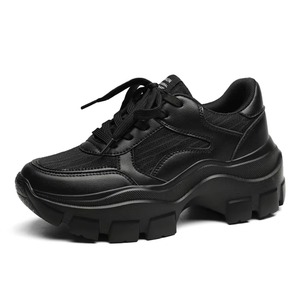 Baskets compensées pour femme, chaussures de sport, autres tendances, en cuir et maille, chaussures épaisses pour femmes - Product Image 1