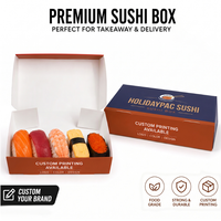 Scatola per Sushi Personalizzata in Carta Kraft Alimentare Monouso, Design Autoportante con Divisori Estraibili per Insalate e Sushi Fresco da Asporto