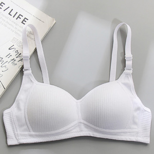 Sujetador sin aros para mujer, con laterales plegables y efecto anti-caída, de algodón, sin costuras y fino, para estudiantes universitarias y adolescentes. - Product Image 2