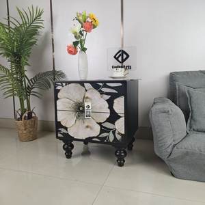 59X50X40CM フラワーブラック モダン リビングルーム ベッドルーム 木製収納キャビネット シンプル 小型チェスト サイドティーテーブル ドロップシッピング DDP対応 - Product Image 6
