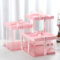 Pochettes biodégradables personnalisées noires transparentes de 6 pouces avec poignée gaufrée et ruban simple/double à volants pour cadeaux de luxe, pâtisseries et anniversaires