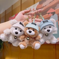 Porte-clés en peluche ours mignon de dessin animé créatif, personnalisé, doux, parfumé, animaux en peluche, breloque de sac, pendentif, poupée, porte-clés