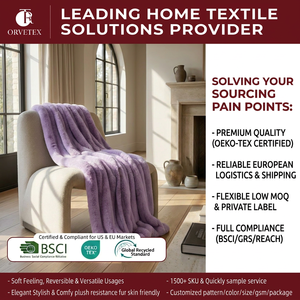 Couverture en <span class=keywords><strong>fausse</strong></span> <span class=keywords><strong>fourrure</strong></span> décorée douce et confortable, personnalisée Orvetex, en gros, couleur violette, avec flanelle, pour la maison et l'hôtel - Product Image 2