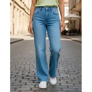 Jeans a Gamba Larga da Donna Adrenaline, Vita Alta, Elasticizzati, Traspiranti, Stile Semplice e alla Moda - Product Image 1