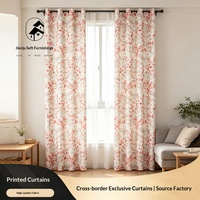 Rideaux occultants exclusifs transfrontaliers en polyester à motif floral pastoral, à passe-tringles, perforés, finis, fournis directement par l'usine source
