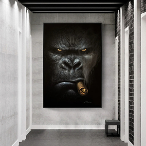 Toile Peinture Affiches et Gravures Street Art Animal Mur Art Photos pour Salon Abstrait Fumer Singe et Gorille - Product Image 4