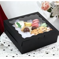 Boîte cadeau carrée pliable en papier spécial avec fenêtre, de qualité alimentaire, pour gâteaux et desserts - Vide