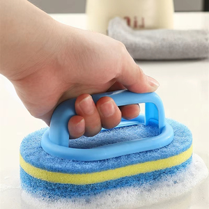 Brosse de nettoyage ménager en gros avec manche, éponge à haute densité et tampon épais pour cuisine, salle de bain, toilettes et murs - Product Image 3