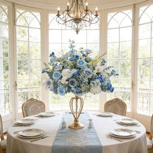 ลูกบอลดอกไม้สีฟ้าผ้าไหมเทียมสไตล์ใหม่สุดหรูสำหรับตกแต่งงานแต่งงานงานวันเกิด - Product Image 3