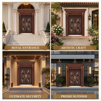 Porte d'entrée double de villa de luxe, nouvelle arrivée, en acier inoxydable, sculptée avec précision, porte de sécurité