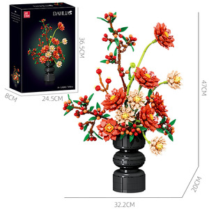 Jestar JJ9249 Plastic <b>Building</b> <b>Block</b> Dahlia Model Potted Plant DIY Flower Simulation for Kids Age 8-13 Years Unisex 1 Piece - Product Image 3