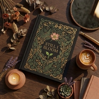 Carnet à couverture rigide en tissu de lin noir avec impression personnalisée, format A5 (140x210mm), carnet de notes botanique foncé, planificateur pour cadeau