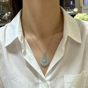 Elegant Glossy Hand Polished Natural Burmese Jadeite 925 Silver Yellow Gold Plated Luxury Safety Buckle <b>Pendants</b> Ornaments - Product Image 3