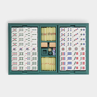 Étui Mah Jongg personnalisé gainé de cuir Ensemble de jeu de Mahjong pour fête de famille Boîtes de rangement en cuir avec couvercle