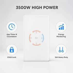 <span class=keywords><strong>Prise</strong></span> intelligente Wi-Fi AG Skin-Feel 2.5D en verre 3500W avec contrôle tactile / <span class=keywords><strong>Chauffe</strong></span>-<span class=keywords><strong>eau</strong></span> intelligent à double coupure Smart Life avec minuterie locale et statistiques de consommation d'énergie - Product Image 3