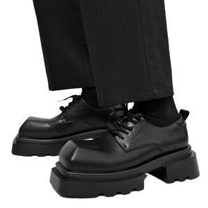 Chaussures Derby pour Hommes Cleanfit à Bout Carré, Style Britannique, Plateforme Épaisse Rehaussante, Chaussures de Marié - Product Image 5