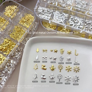Bijoux de Noël pour ongles en forme de rivet, boîte longue, flocon de neige de forme spéciale, en alliage, à fond plat, en métal, avec diamants, breloques personnalisées pour ongles - Product Image 2