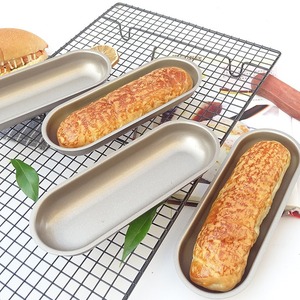 Gold Carbon Steel Non-Stick Mold 7 Inch For Long Hot Dog Buns And Mini Hamburger Buns Baking Tool - Product Image 1