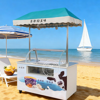 Chariot mobile commercial italien pour la vente de glaces et de gelato, avec roues, pour les entreprises de desserts en plein air, les boutiques et les événements