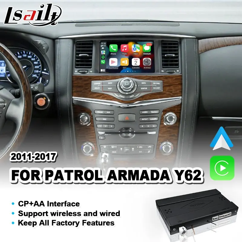Lsailt การบูรณาการ OEM CP + อินเทอร์เฟซวิดีโอ AA สําหรับ Nissan Patrol Y62 2011-2017