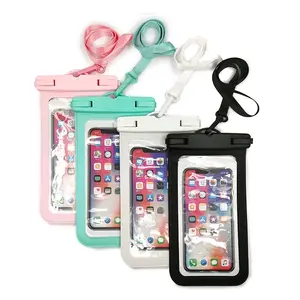 Customized WaterProof Bag PVC TPU Mobile Phone Cases Clear Pouch Case Water Proof Cell Phone Bag With Lanyard