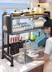 Escurridor de Platos Grande Antipolvo Sobre el Fregadero, Escurridor de Platos para Encimera de Cocina, Organizador Multifuncional, Estante de Almacenamiento - Product Image 3