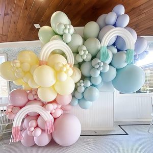 Kit d'arche de guirlande de ballons en latex macaron pastel de différentes tailles (18'', 12'', 10'', 5'') pour la décoration de fêtes d'anniversaire, de révélation du sexe et de mariages - Product Image 4