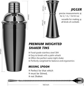 9 piezas de acero inoxidable coctelera conjunto profesional barman Kit Premium Bar para casa bares las partes y viajar B - Product Image 5