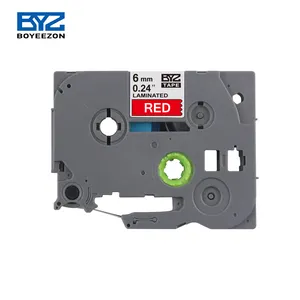 Tze-415 portátil Compatible con Brother p touch, fabricante de etiquetas, blanco sobre Rojo, 6mm, muestra gratis
