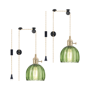 SIMIG Vintage verde tulipán Mini lámparas colgantes <span class=keywords><strong>de</strong></span> vidrio hechas a mano <span class=keywords><strong>para</strong></span> cocina comedor sala <span class=keywords><strong>de</strong></span> estar <span class=keywords><strong>para</strong></span> Isla - Product Image 2