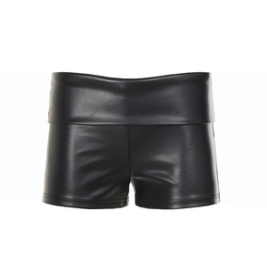 Shorts en similicuir tricoté 140g pour femme avec ourlet retroussé, taille basse, coupe slim, style streetwear, finition mate, Y2K, sexy, décontracté - Product Image 6