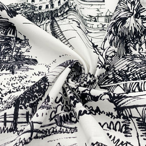 Tissu en coton imprimé de style artistique, chemise de marque de créateur, voile popeline blanc des années 60, tissu de style <span class=keywords><strong>Bash</strong></span> Cloth - Product Image 6