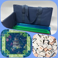 Juego de Mahjong Americano Automático de Lujo Moderno, de Acrílico ABS y Goma, para 4 Jugadores, 160 Fichas, con Tapete Plegable y Bolsa, para la Familia