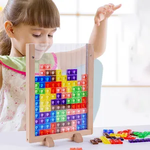 Vroege Educatieve Speelgoed Voor Kinderen 3d Montessori Educatief Houten Puzzel Russische Blokken Educatief Puzzelspel