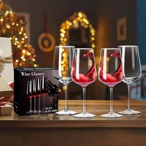 Verre à vin à pied long transparent soufflé à la main de 12 oz pour vin rouge et blanc, anniversaire, mariage - Product Image 6