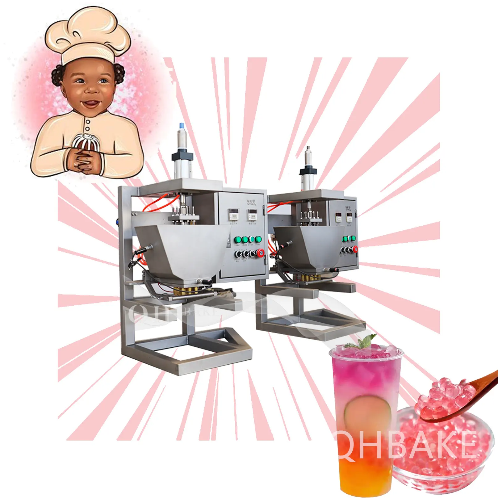 Makanan Kesehatan Hijau Teh Susu Konjac Jelly Molding Line Popping Bursting Boba Membuat Mesin Harga Pabrik