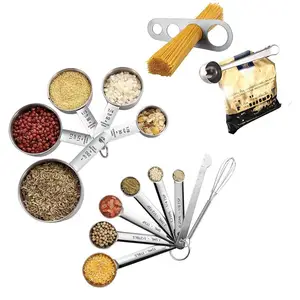 Thìa Đo Dụng Cụ Nhà Bếp Bằng Thép Không Gỉ Cốc Đo Đặt <span class=keywords><strong>Spaghetti</strong></span> Muỗng Đo Gia Vị Với Muỗng/Clip - Product Image 1
