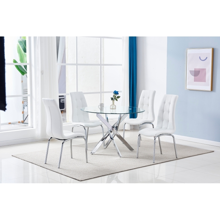 glass table top with wood base dining room