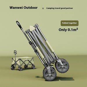 थोक स्टेनलेस स्टील चार पहिया पोर्टेबल शॉपिंग कार्ट फोल्डेबल सेल्फ ड्राइविंग कैंपिंग ट्रॉली आउटडोर कैंप वाहन भंडारण - Product Image 4