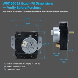 เครื่องเป่า W10186032แบบจับเวลา120VAC 60Hz ในตัวปลอกพลาสติกไฟฟ้าสำหรับเครื่องอบแห้งแบบน้ำวน - Product Image 2