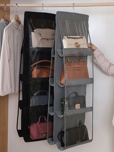 3-<b>Shelf</b> Stainless Steel Fabric Hanging Classic Design Wardrobe Organizer with Flexible Storage for Clothes & Handbags - Product Image 2