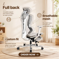 Chaise de bureau ergonomique de luxe en maille avec massage - Design contemporain inclinable et pivotant à dossier haut pour le gaming et le télétravail