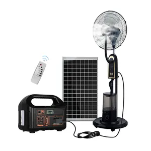 Hotsale Africa Energy Power Station Powered 18 Inch Rechargeable Standing Water Spray Mist Solar Fan With Solar Panel For Home