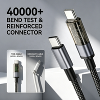 Câble USB C vers C en nylon tressé avec affichage LED 60W, charge rapide PD, 1m 3ft, blanc, en stock, plusieurs couleurs personnalisées pour iPhone MacBook