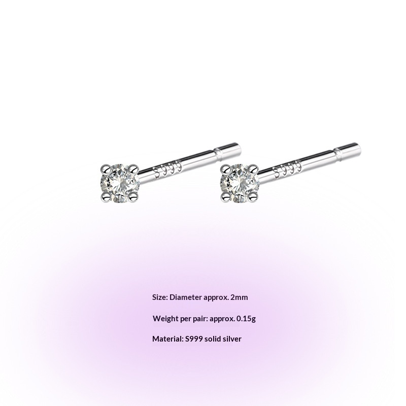 Single diamond stud earrings, a pair