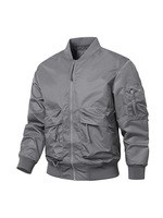 Blouson Bomber Homme Hiver Formel en Nylon Fin Lavé avec Fermeture Éclair, Revêtement Respirant, Logo Avant, Motif Camouflage, Vêtement de Travail Extérieur