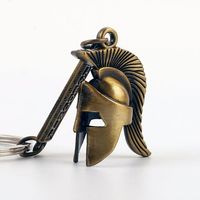 Porte-clés en métal personnalisé en forme de casque de guerrier spartiate, rétro, décoratif, créatif, souvenir historique, cadeau d'usine, vente en gros