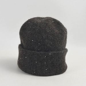 Gorro de Lana de Dos Capas con Lentejuelas Brillantes, Moda Otoño Invierno 2024, para Mujer, Cálido y Elegante - Product Image 3