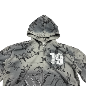 Sweat-shirt à capuche zippé pour homme, manches longues, en polaire éco-responsable Spandex/Polyester, imprimé numérique, doublé, collection Printemps - Product Image 2