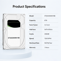 Nouveau Disque Dur HDD ST6000NM019B 6 To 3,5 Pouces SATA 6 Gbit/s 7200 tr/min 256 Mo 512e 4Kb CMR Interne pour Serveur d'Entreprise